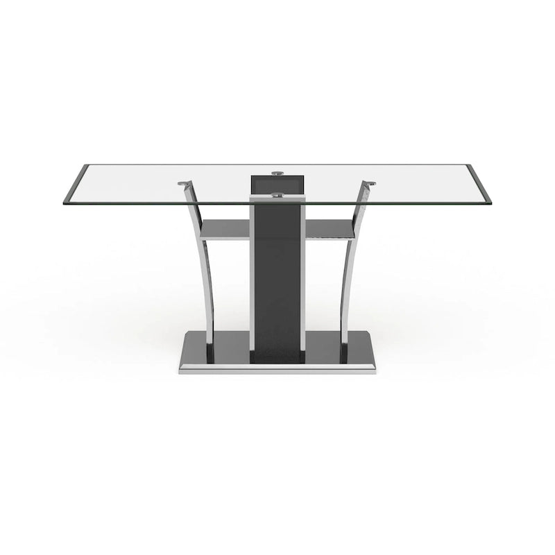 Table de salle à manger moderne Resk de 72 pouces avec plateau en verre et bois de Furniture of America