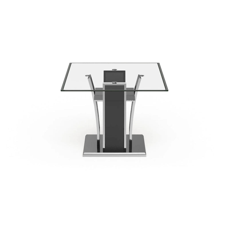 Table de salle à manger moderne Resk de 72 pouces avec plateau en verre et bois de Furniture of America