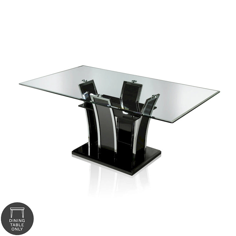 Table de salle à manger moderne Resk de 72 pouces avec plateau en verre et bois de Furniture of America