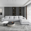 Canapé d'angle modulaire moderne, gris clair/bleu foncé