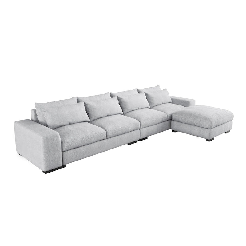 Canapé d'angle modulaire moderne, gris clair/bleu foncé