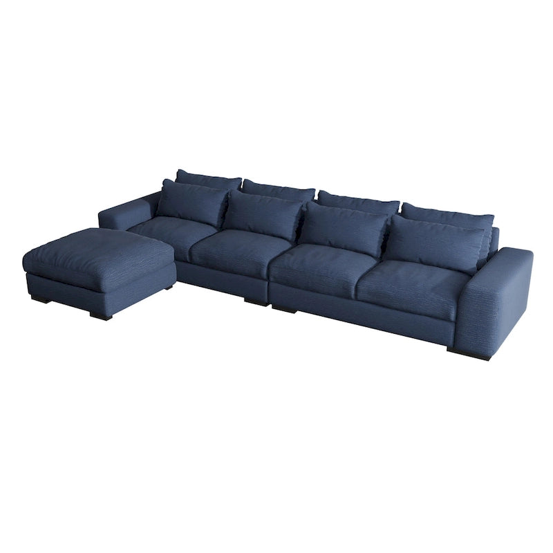 Canapé d'angle modulaire moderne, gris clair/bleu foncé