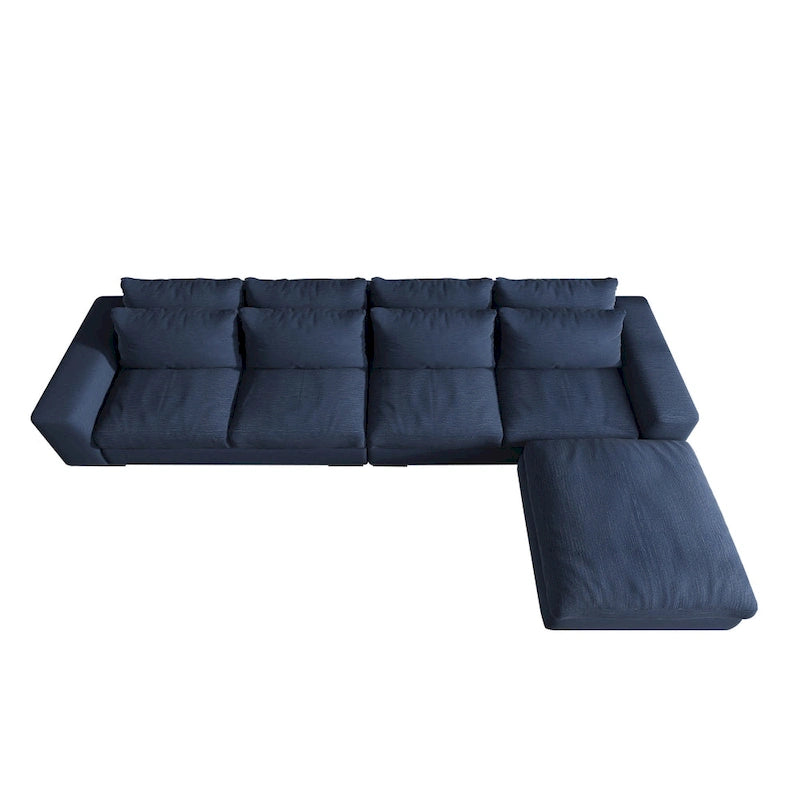 Canapé d'angle modulaire moderne, gris clair/bleu foncé