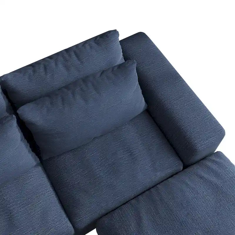 Canapé d'angle modulaire moderne, gris clair/bleu foncé