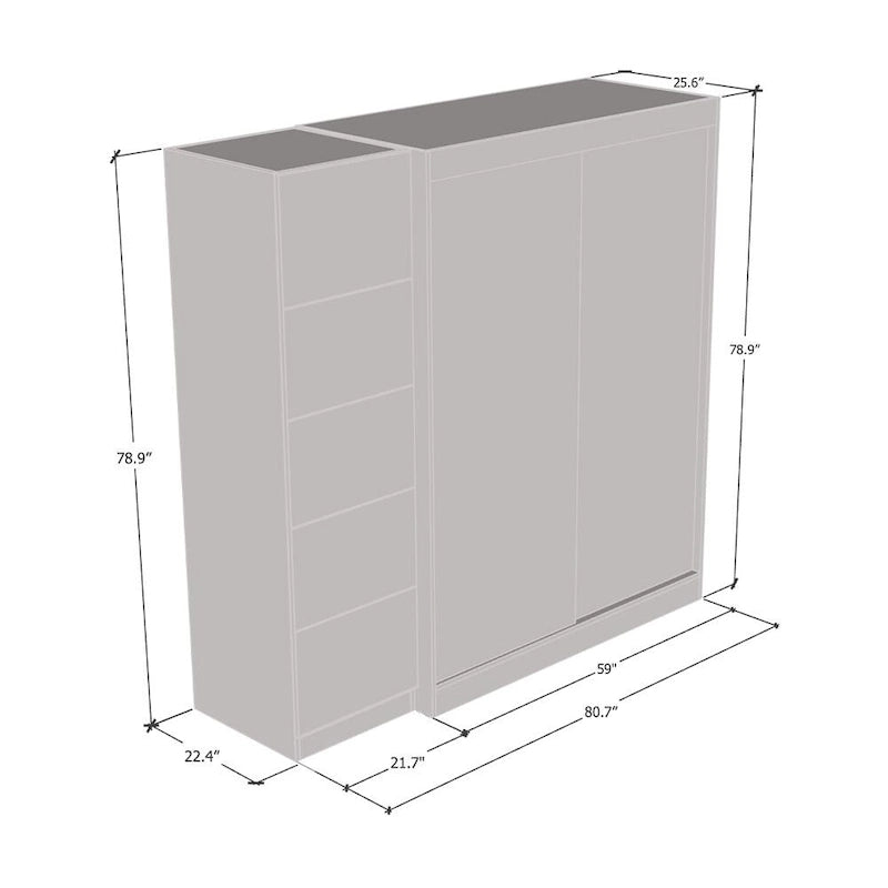 Armoire Aria 2D-EX avec 1 miroir