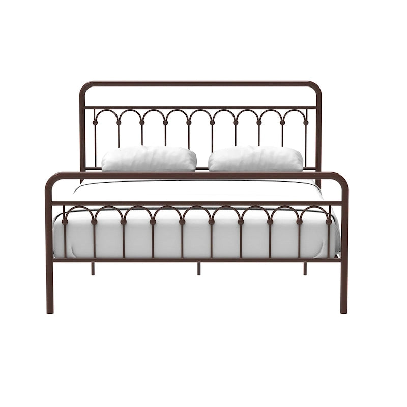 Lit en métal CUSchoice Queen, finitions noir et brun antique