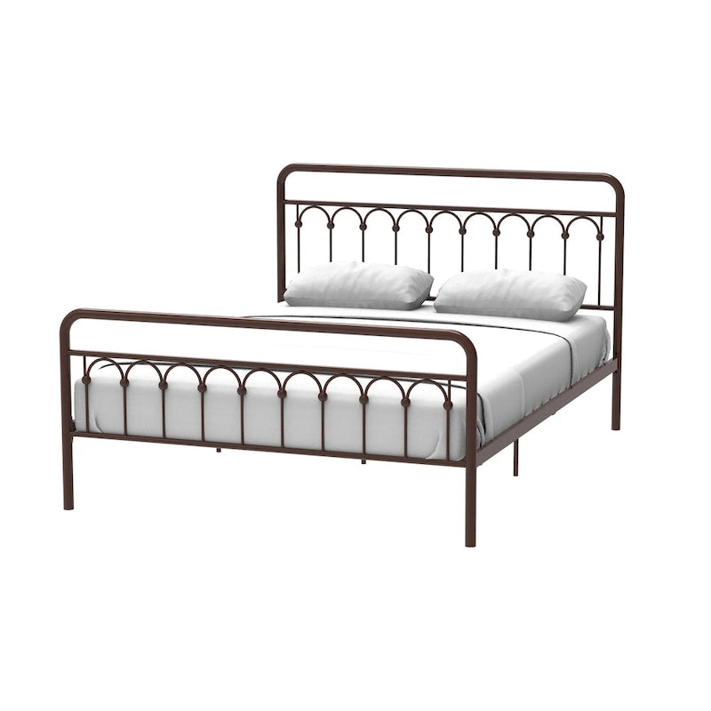 Lit en métal CUSchoice Queen, finitions noir et brun antique