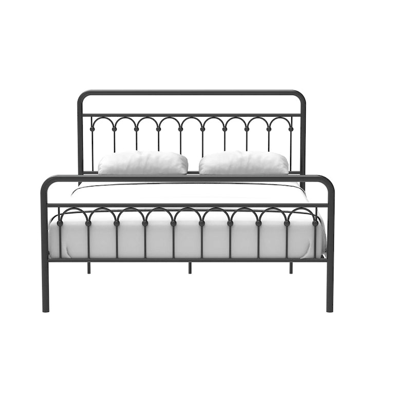Lit en métal CUSchoice Queen, finitions noir et brun antique
