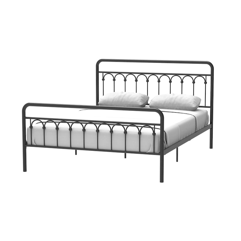 Lit en métal CUSchoice Queen, finitions noir et brun antique