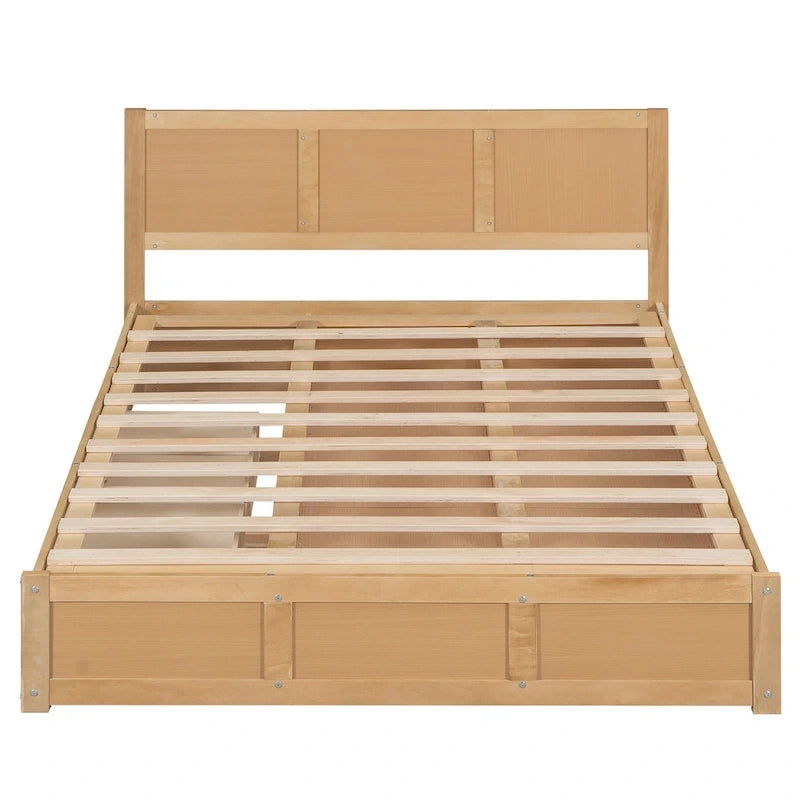 Lit plateforme en bois avec rangement en dessous et 2 tiroirs
