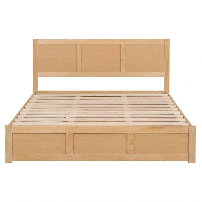 Lit plateforme en bois avec rangement en dessous et 2 tiroirs