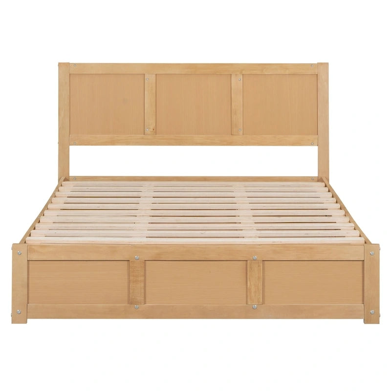 Lit plateforme en bois avec rangement en dessous et 2 tiroirs