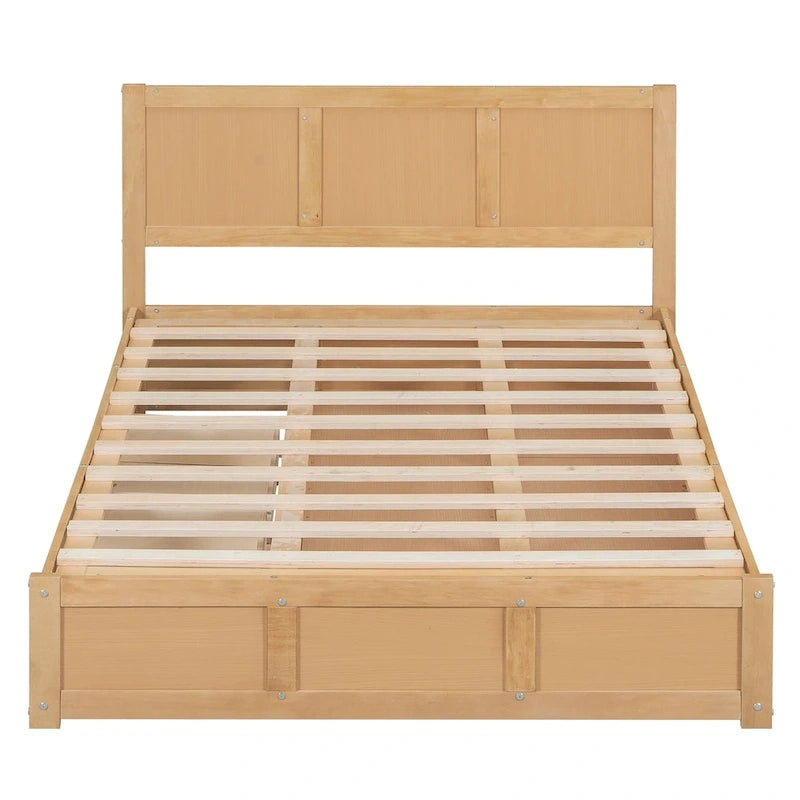 Lit plateforme en bois avec rangement en dessous et 2 tiroirs