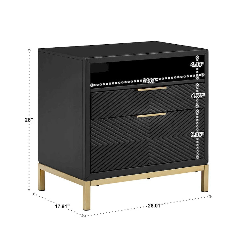 Table de chevet Elea 26 pouces de haut à 2 tiroirs par iNSPIRE Q Bold