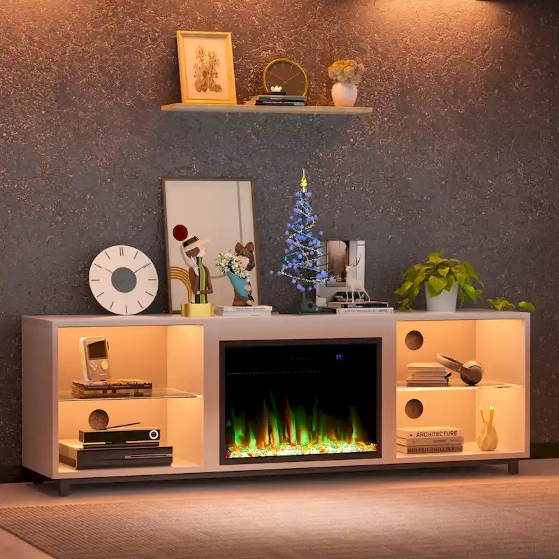 Meuble TV 68 pouces avec cheminée électrique 23 pouces