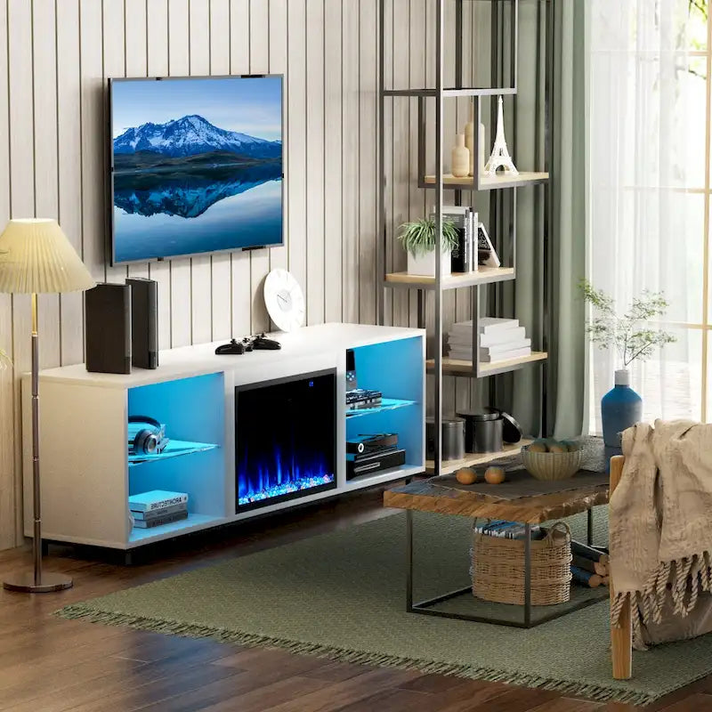 Meuble TV 68 pouces avec cheminée électrique 23 pouces