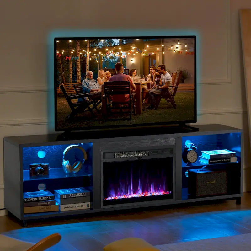 Meuble TV 68 pouces avec cheminée électrique 23 pouces