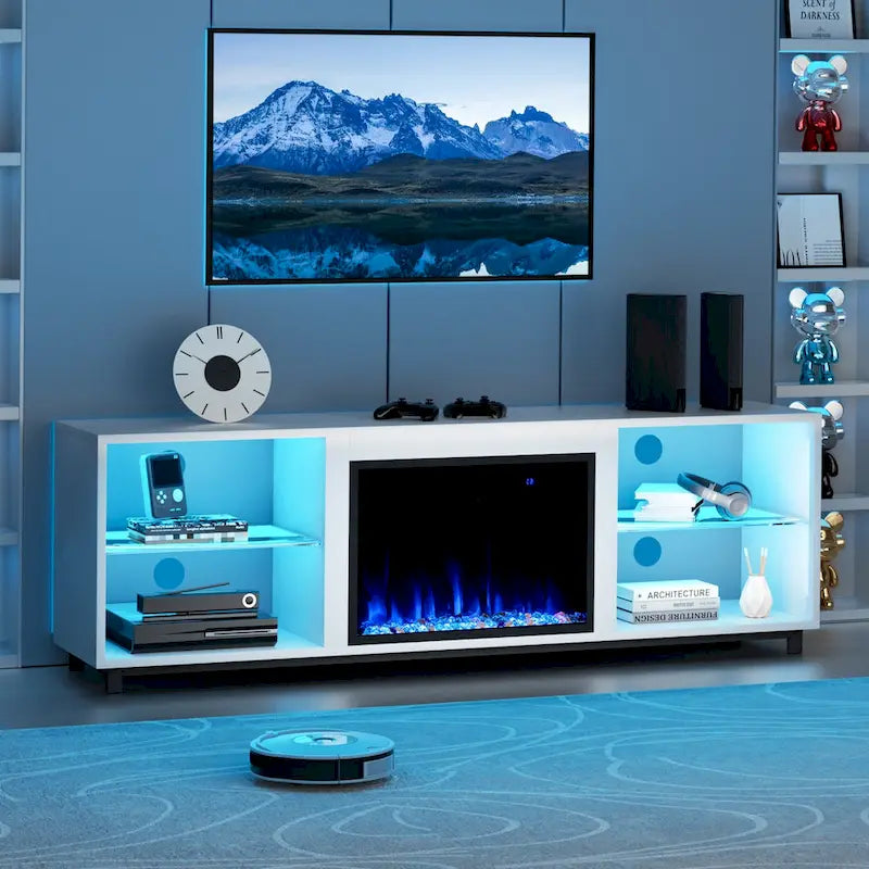 Meuble TV 68 pouces avec cheminée électrique 23 pouces