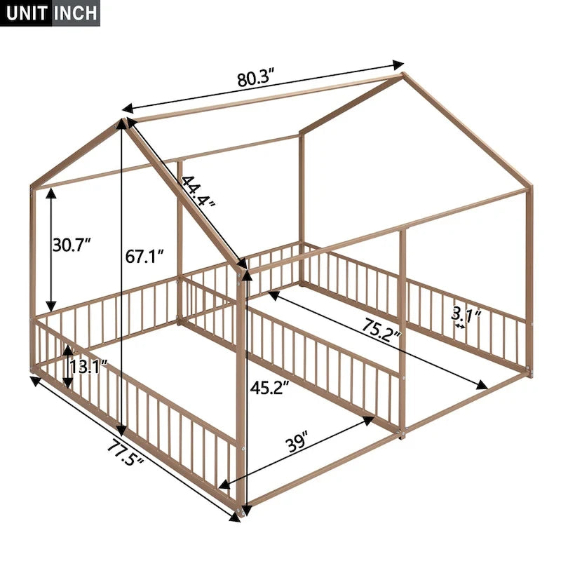 Lits plateformes en métal pour maison Deux lits partagés Deux lits partagés