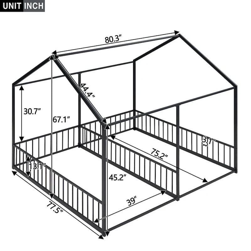 Lits plateformes en métal pour maison Deux lits partagés Deux lits partagés