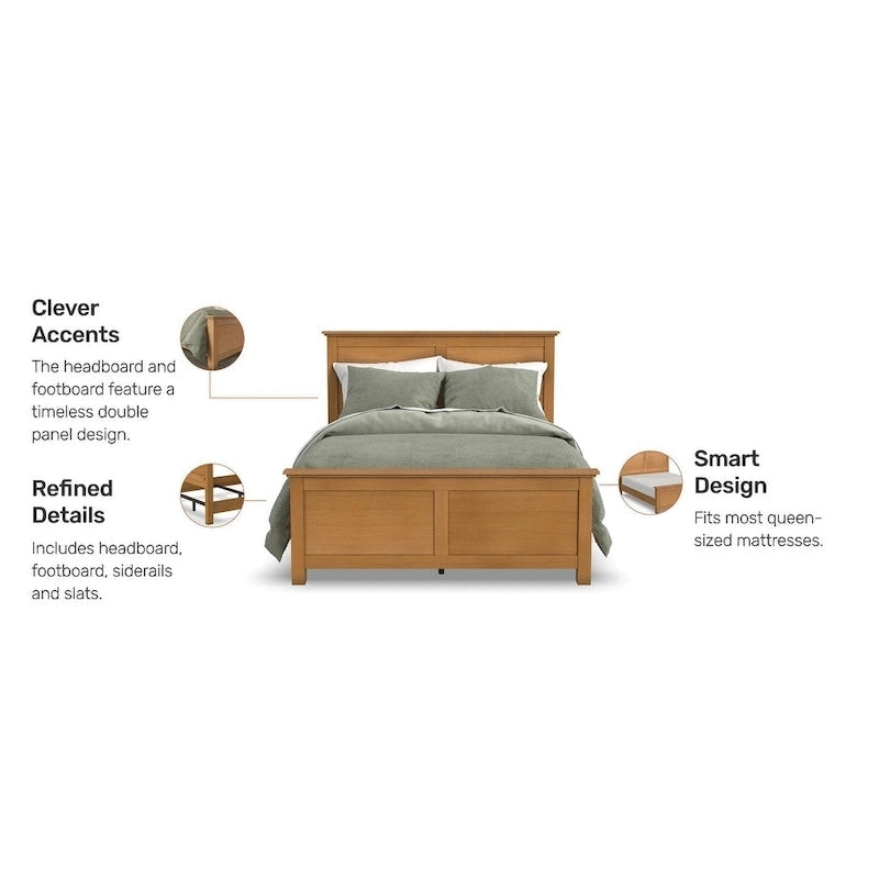 Lit queen en bois brun Oak Park de Homestyles