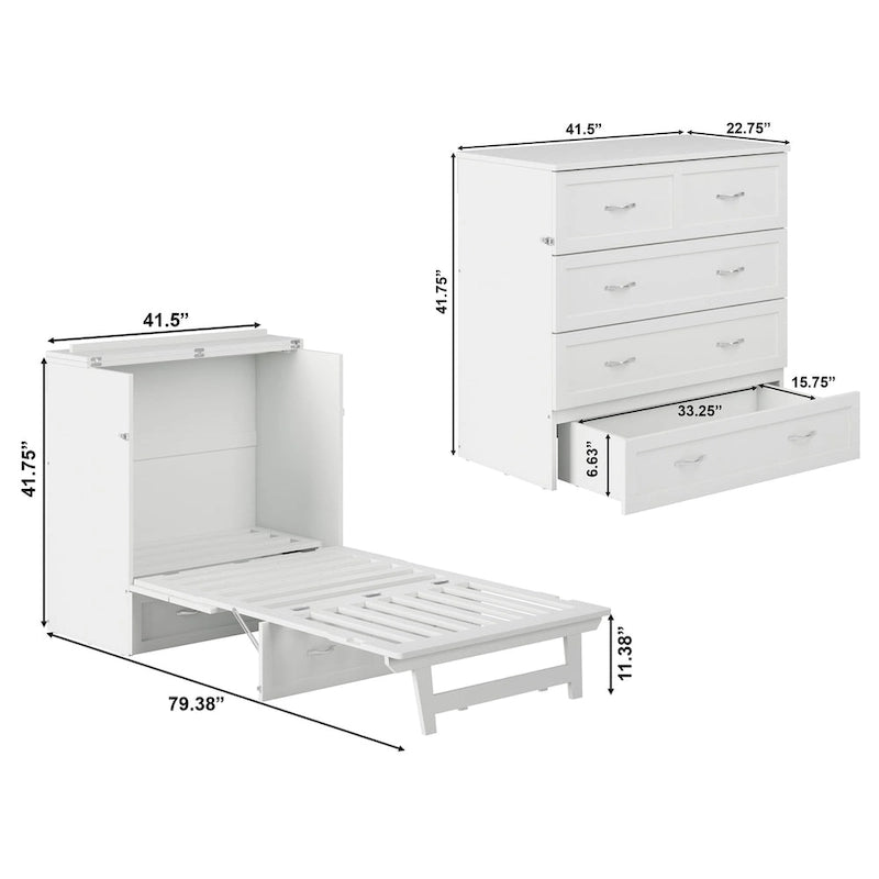 Lit escamotable Northfield Twin XL avec matelas blanc