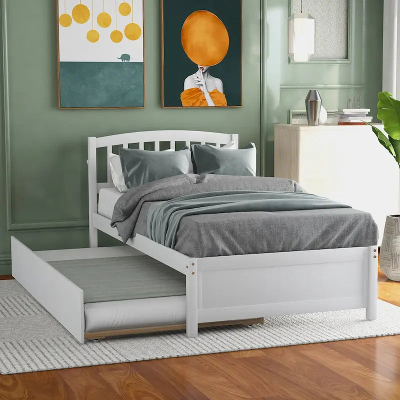 Cadre de lit plateforme en bois pour lit simple avec lit gigogne