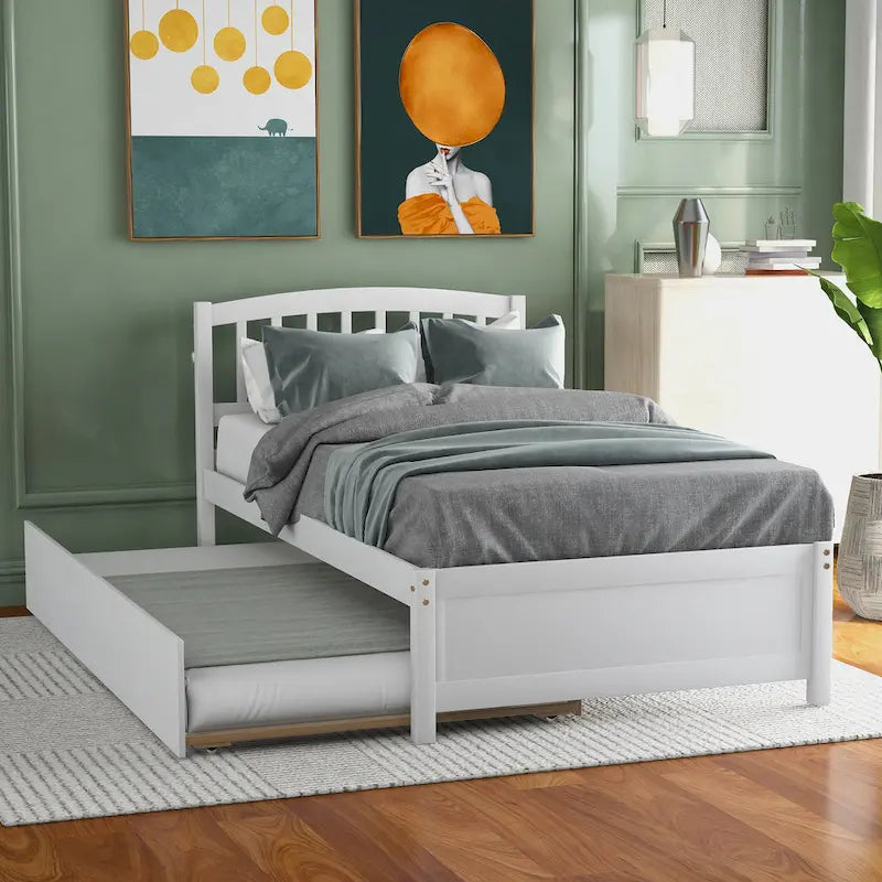 Cadre de lit plateforme en bois pour lit simple avec lit gigogne