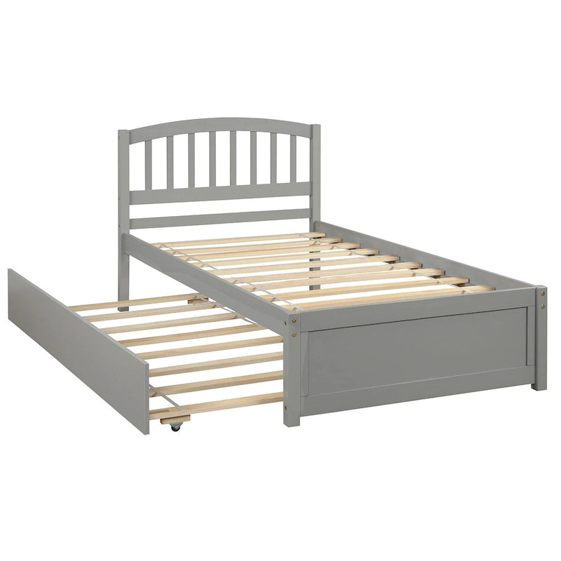 Cadre de lit plateforme en bois pour lit simple avec lit gigogne