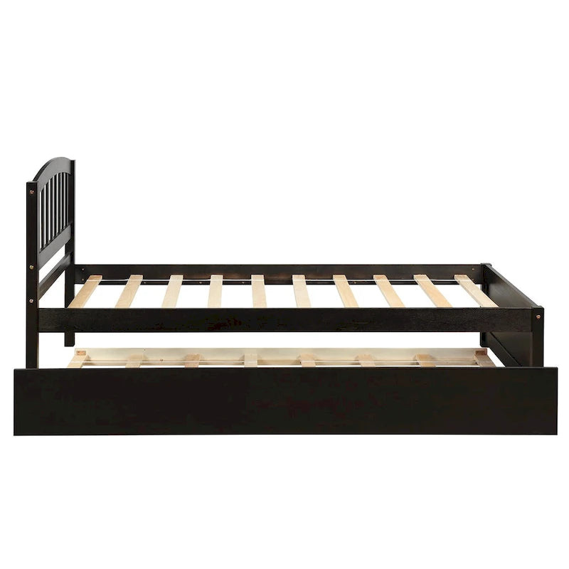 Cadre de lit plateforme en bois pour lit simple avec lit gigogne