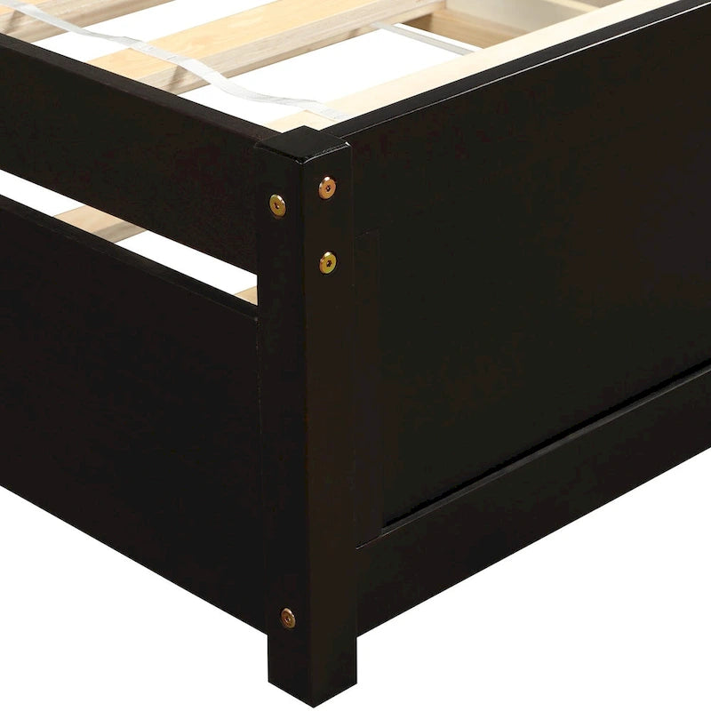 Cadre de lit plateforme en bois pour lit simple avec lit gigogne