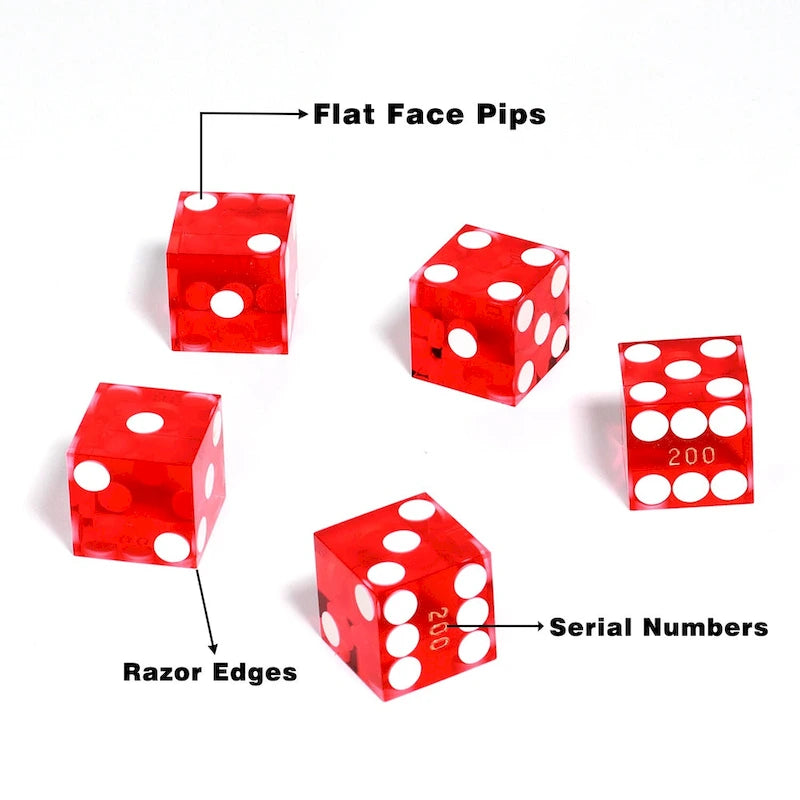Ensemble de 5 dés de casino GSE AAA Grade 19 mm avec numéros de série correspondants pour jeux de rôle, empilage de dés et Yahtzee.