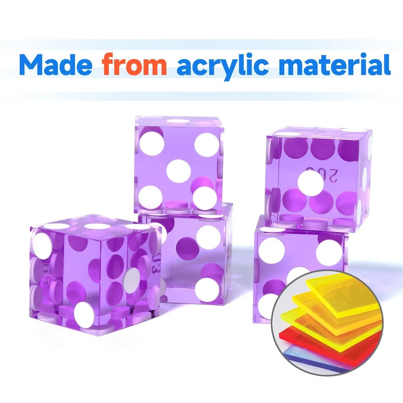 Ensemble de 5 dés de casino GSE AAA Grade 19 mm avec numéros de série correspondants pour jeux de rôle, empilage de dés et Yahtzee.