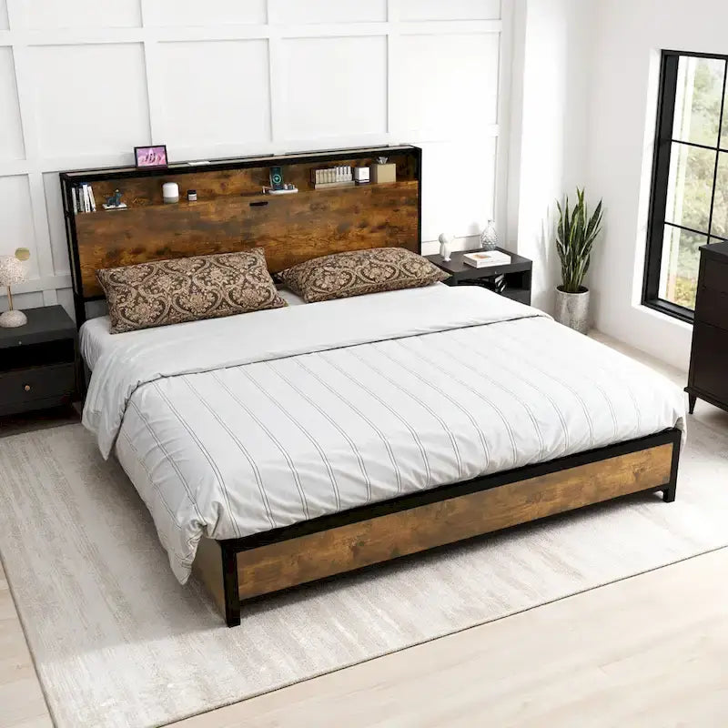Cadre de lit King Moasis Vintage marron