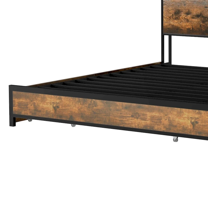 Cadre de lit King Moasis Vintage marron