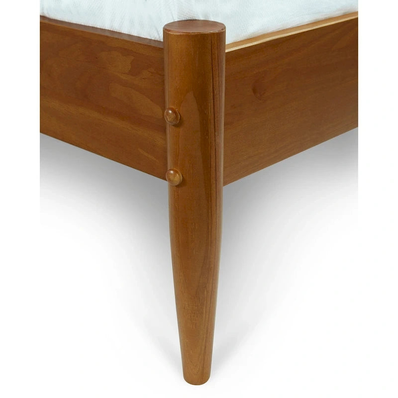 Lit plateforme en bois massif style années 50, format Queen