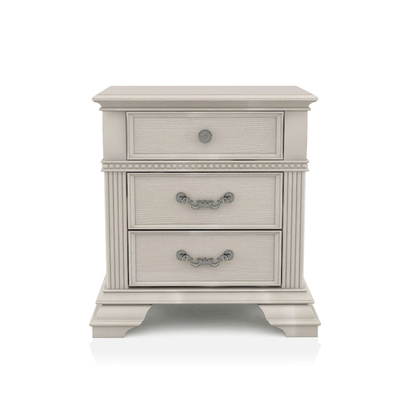 Table de chevet Stroh traditionnelle en bois à 2 tiroirs avec chargeur USB par Furniture of America