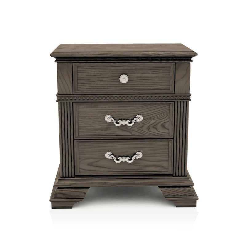 Table de chevet Stroh traditionnelle en bois à 2 tiroirs avec chargeur USB par Furniture of America