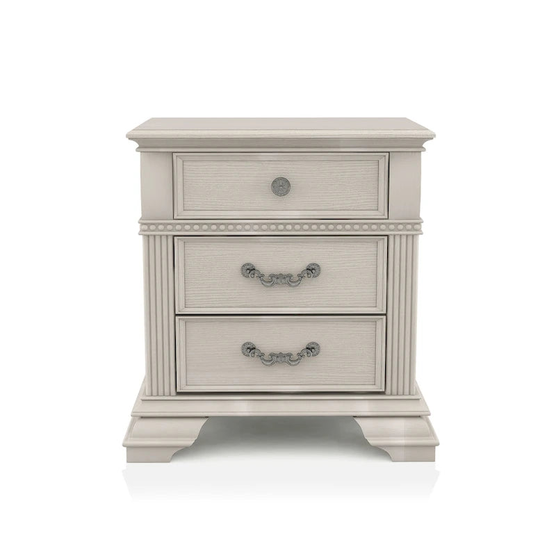 Table de chevet Stroh traditionnelle en bois à 2 tiroirs avec chargeur USB par Furniture of America