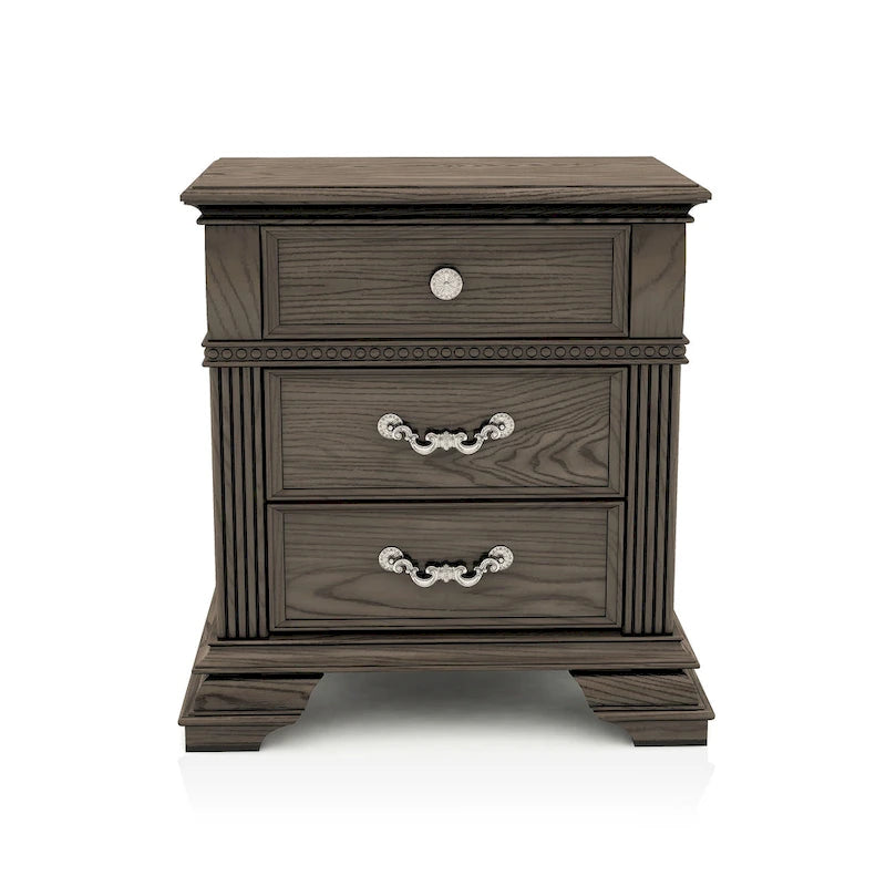 Table de chevet Stroh traditionnelle en bois à 2 tiroirs avec chargeur USB par Furniture of America