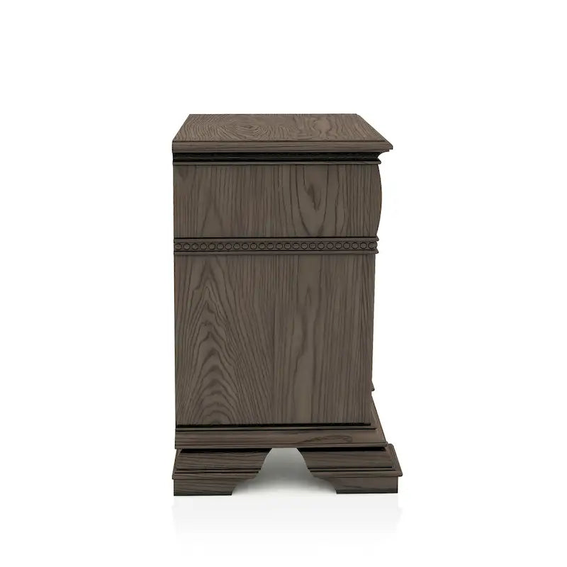 Table de chevet Stroh traditionnelle en bois à 2 tiroirs avec chargeur USB par Furniture of America