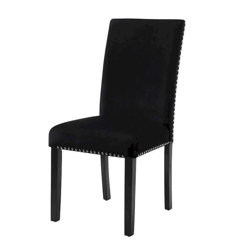 Chaise de salle à manger contemporaine en velours Cobre de Roundhill Furniture, ornée de clous décoratifs, lot de 2