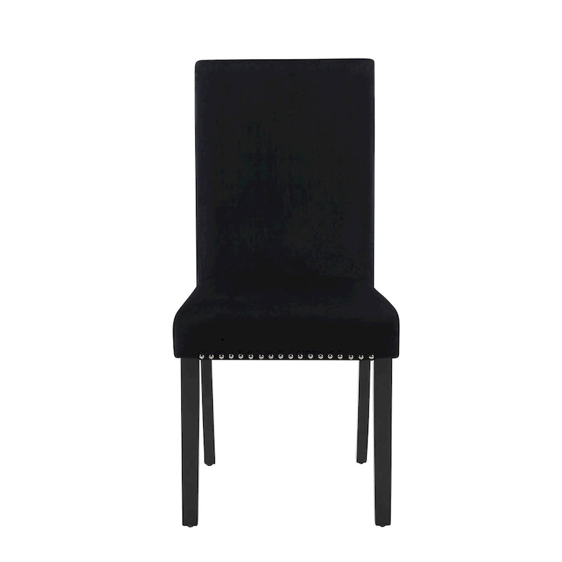 Chaise de salle à manger contemporaine en velours Cobre de Roundhill Furniture, ornée de clous décoratifs, lot de 2