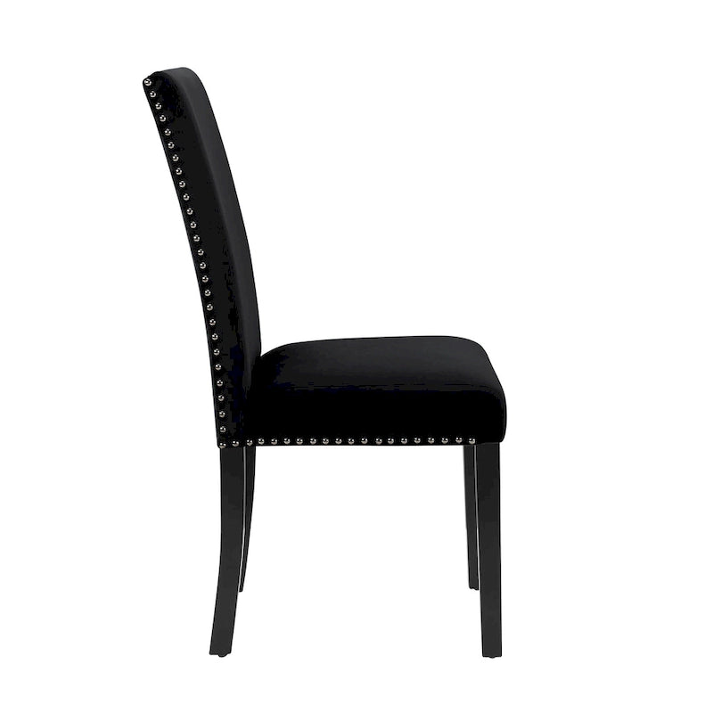 Chaise de salle à manger contemporaine en velours Cobre de Roundhill Furniture, ornée de clous décoratifs, lot de 2