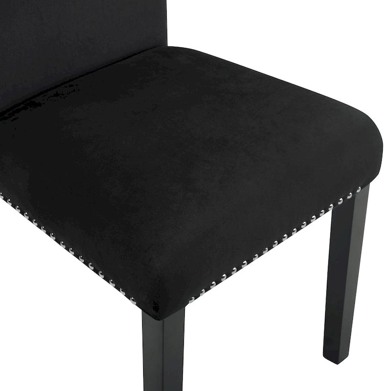 Chaise de salle à manger contemporaine en velours Cobre de Roundhill Furniture, ornée de clous décoratifs, lot de 2