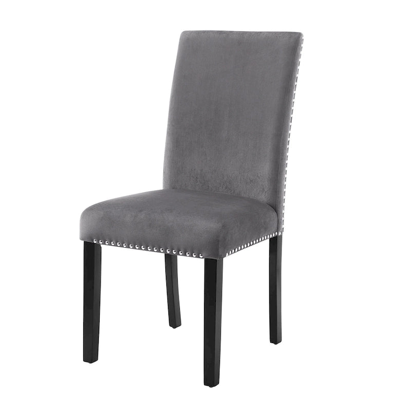 Chaise de salle à manger contemporaine en velours Cobre de Roundhill Furniture, ornée de clous décoratifs, lot de 2