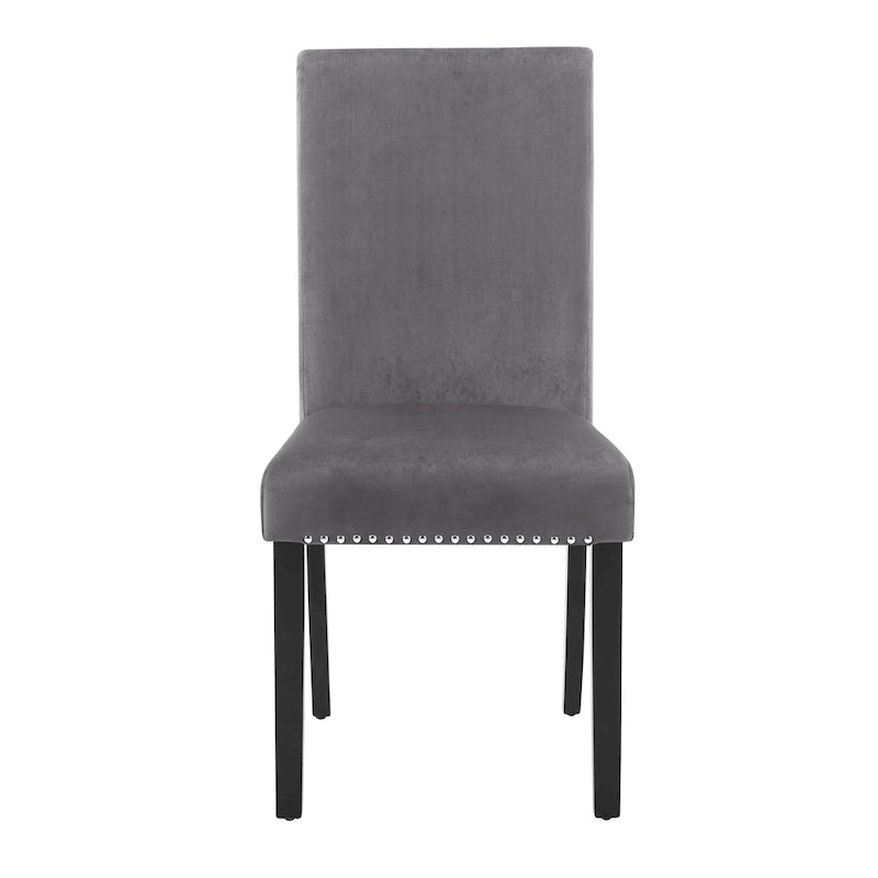 Chaise de salle à manger contemporaine en velours Cobre de Roundhill Furniture, ornée de clous décoratifs, lot de 2
