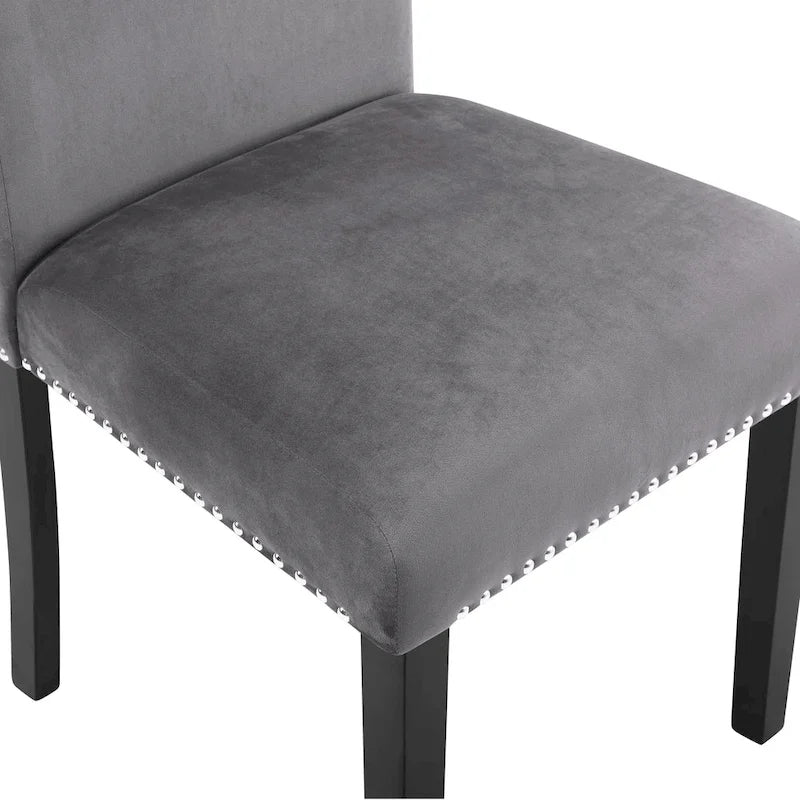 Chaise de salle à manger contemporaine en velours Cobre de Roundhill Furniture, ornée de clous décoratifs, lot de 2