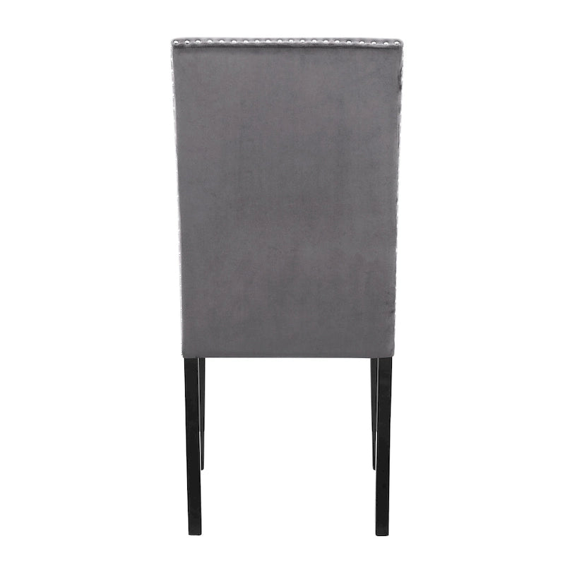 Chaise de salle à manger contemporaine en velours Cobre de Roundhill Furniture, ornée de clous décoratifs, lot de 2