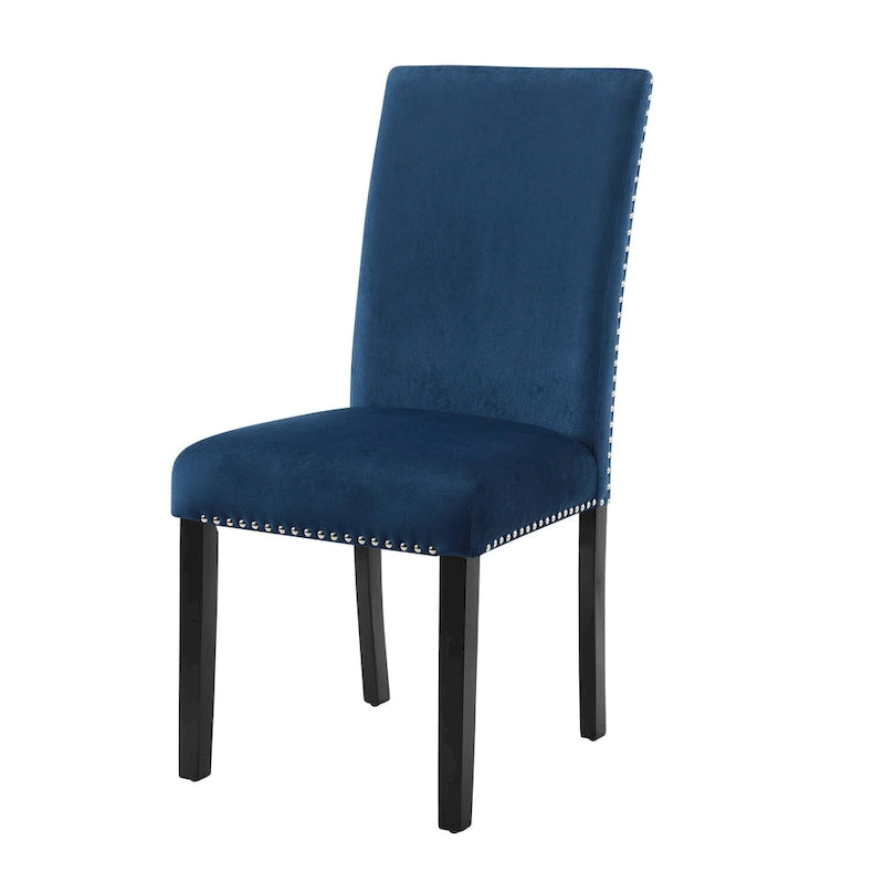 Chaise de salle à manger contemporaine en velours Cobre de Roundhill Furniture, ornée de clous décoratifs, lot de 2